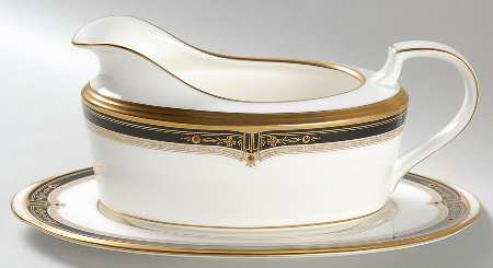 Gold and Sable Gravy Boat & Underplate (Relish/Butter)