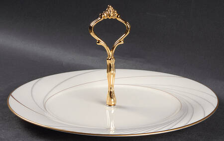 Golden Tide Round Serving Plate with Handle (DP)