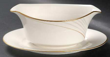 Golden Tide Gravy Boat with Attached Underplate