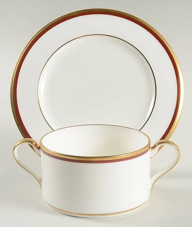 Golden Tribute Cream Soup Bowl & Bread Plate/Saucer Set