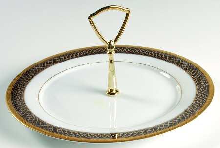 Golden Twilight Round Serving Plate with Handle (DP)