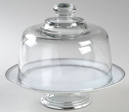 Graytone 6 1/2"-7 1/2" Footed Cheese Plate w/ Glass Dome HC