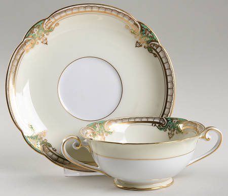 Grenwold Footed Cream Soup Bowl & Saucer Set