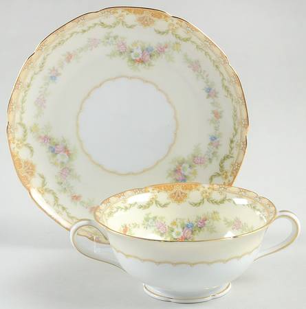 Greta Footed Cream Soup Bowl & Saucer Set