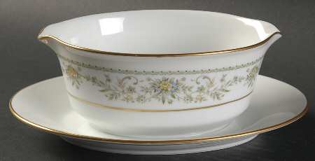 Green Hill Gravy Boat with Attached Underplate