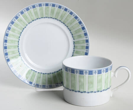 Green Icicle Flat Cup & Saucer Set