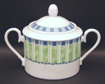 Green Icicle Sugar Bowl & Lid