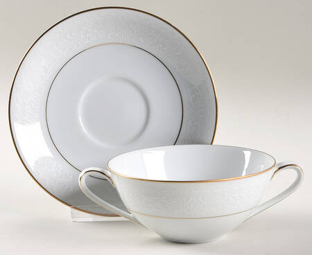 Guenevere Flat Cream Soup Bowl & Saucer Set