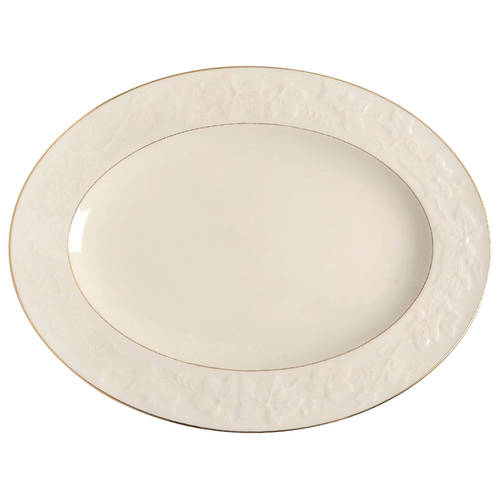 Halls of Ivy (Gold Trim) 14" Oval Serving Platter