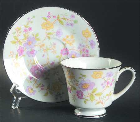 Harmony (Platinum Trim) Footed Cup & Saucer Set