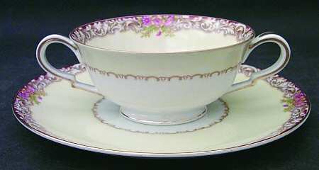 Harmony (Gold Trim) Footed Cream Soup Bowl & Saucer Set