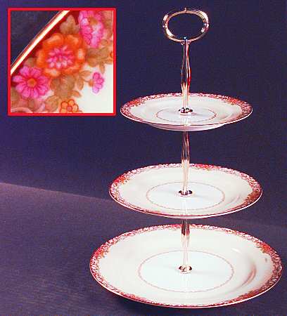 Harmony (Gold Trim) 13 7/8"-14 1/4" 3-Tiered Serving Tray(DP,SP,BB) HC
