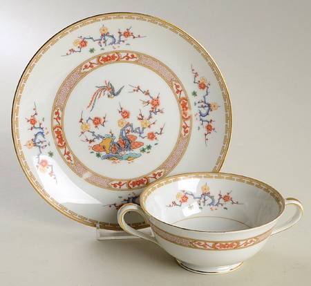 Hawthorne Footed Cream Soup Bowl & Saucer Set