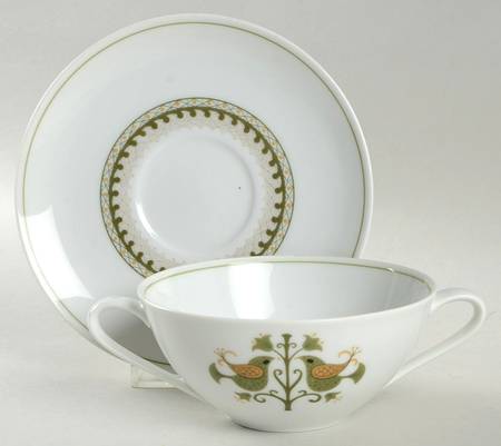 Hermitage Flat Cream Soup Bowl & Saucer Set