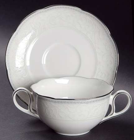 Hermitage Flat Cream Soup Bowl & Cup Saucer Set