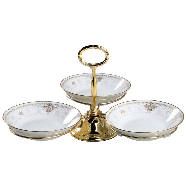 Highclere 7" x 12" 3-Part Relish & Metal Stand (FR) HC