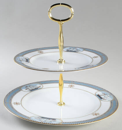 High Sails 6 5/8"-10"  2 Tiered Serving Tray (Dp, Sp) HC