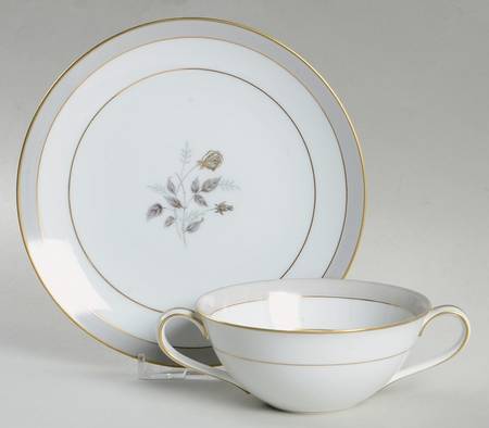 Holbrook (Gold Trim) Flat Cream Soup Bowl & Saucer Set