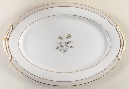 Holbrook (Gold Trim) 12" Oval Serving Platter