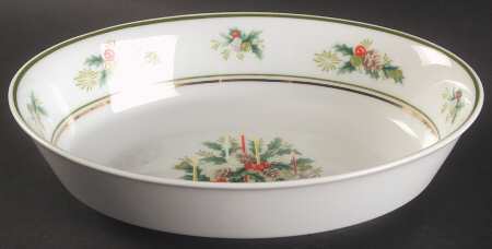 Holly 9" Oval Vegetable Bowl