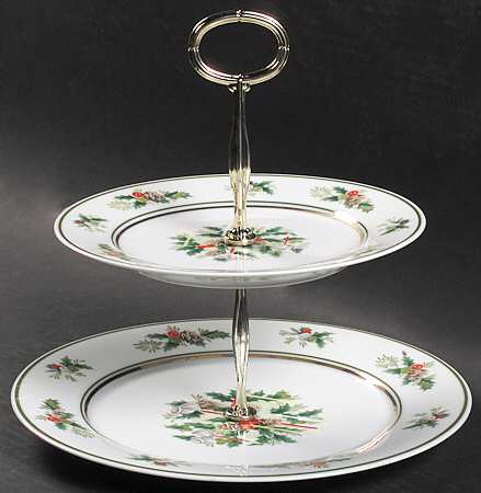 Holly 6 5/8"-10"  2 Tiered Serving Tray (Dp, Sp) HC