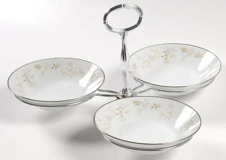 Holbrook (Platinum) 7" x 12" 3-Part Relish & Metal Stand (FR) HC