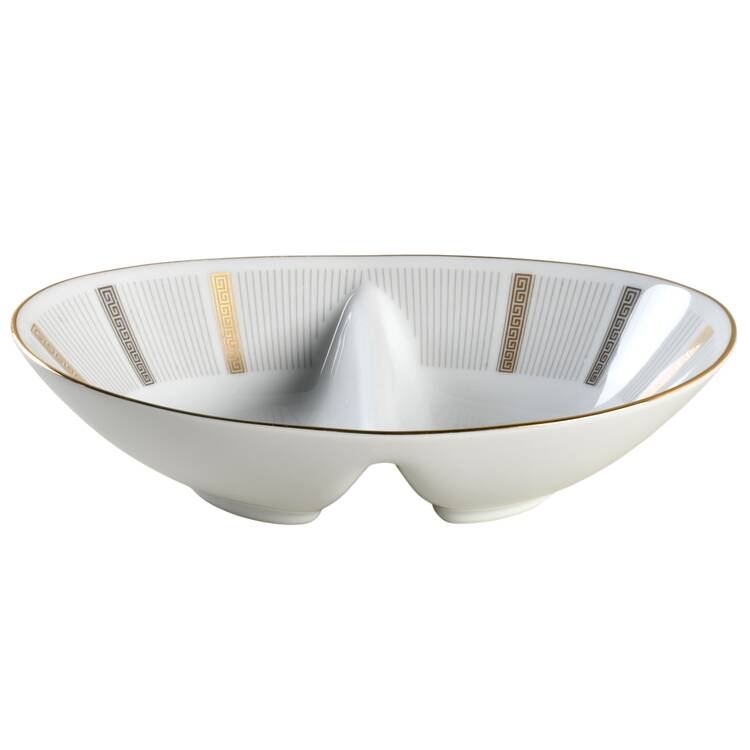 Humoresque 10" Oval Divided Vegetable Bowl