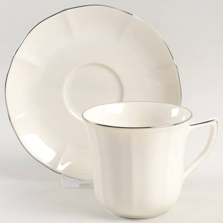Imperial Platinum Flat Cup & Saucer Set by Noritake