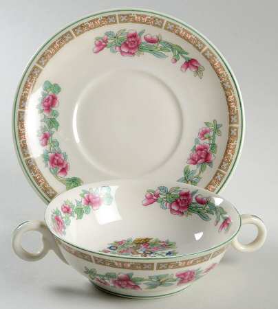 Indian Tree Flat Cream Soup Bowl & Saucer Set