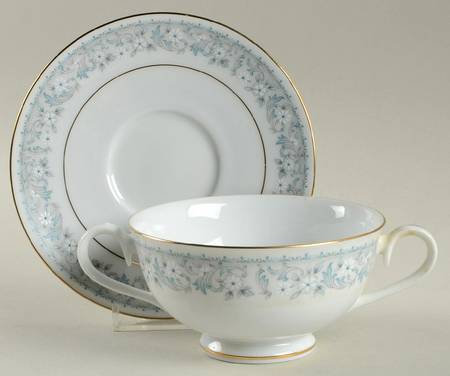 Iona Footed Cream Soup Bowl & Saucer Set