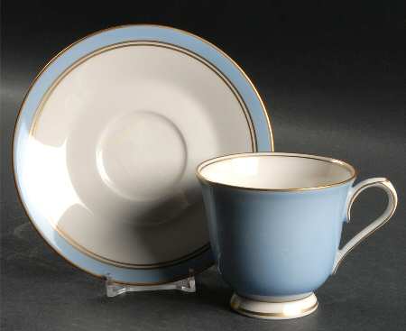 Ivory & Azure Footed Cup & Saucer Set