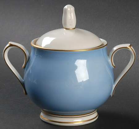 Ivory & Azure Sugar Bowl & Lid