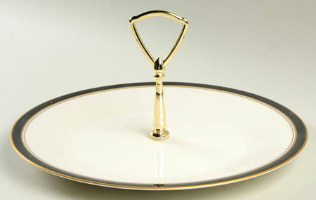 Ivory & Ebony Round Serving Plate with Handle (DP)