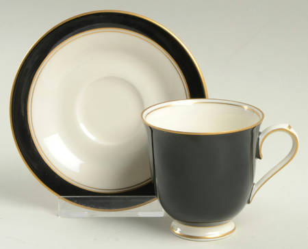 Ivory & Ebony Footed Demitasse Cup & Saucer Set