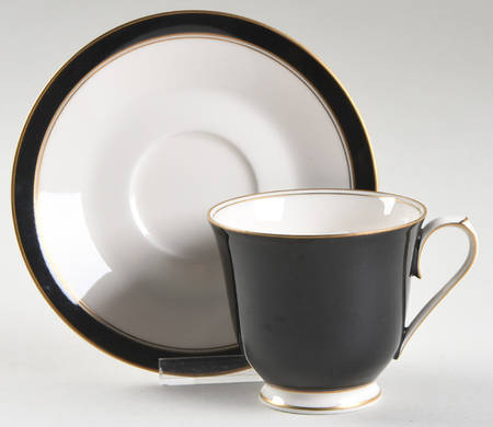 Ivory & Ebony Footed Cup & Saucer Set
