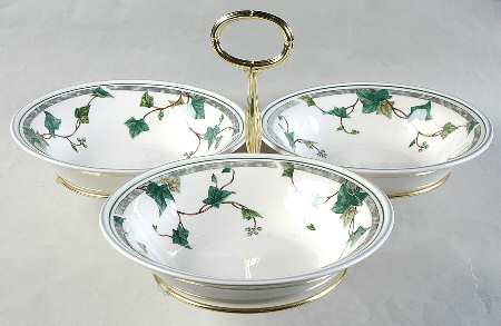 Ivy Lane 7" x 12" 3-Part Relish & Metal Stand (CERC) HC