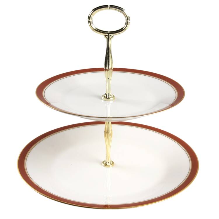Ivory & Sienna 6 5/8"-10"  2 Tiered Serving Tray (Dp, Sp) HC