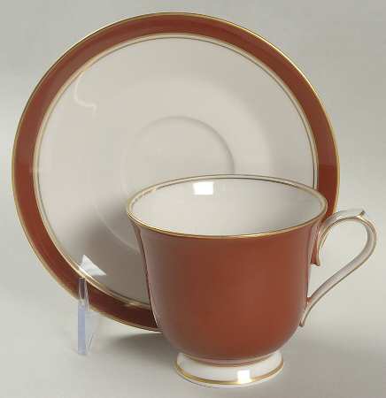 Ivory & Sienna Footed Cup & Saucer Set