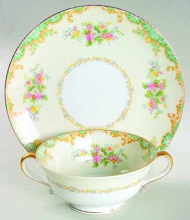 Jasmine Footed Cream Soup Bowl & Saucer Set
