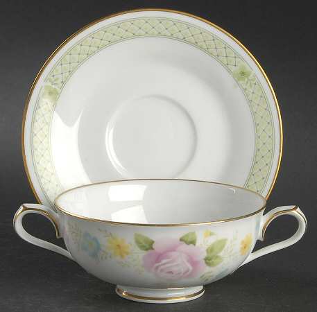 Jubilation Footed Cream Soup Bowl & Cup Saucer Set