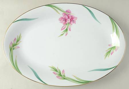 Karen (5141, Gold Trim) 16" Oval Serving Platter