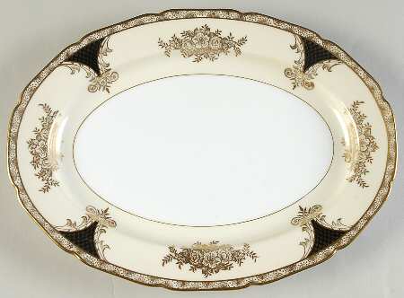 Kenwood (Black, Scalloped) 11" Oval Serving Platter