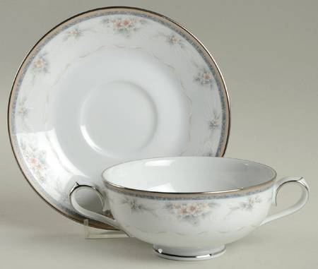 Kirkland Footed Cream Soup Bowl & Cup Saucer Set