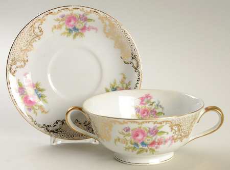 Kyngold Footed Cream Soup Bowl & Saucer Set