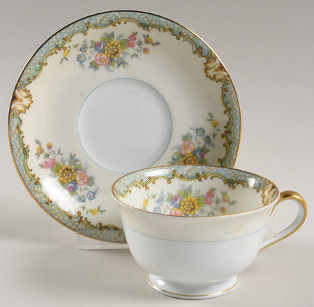 Lanare (Green Inner Ring) Footed Cup & Saucer Set