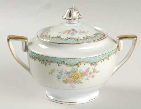 Lanare (Green Inner Ring) Sugar Bowl & Lid