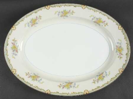 Lanare (Green Inner Ring) 16" Oval Serving Platter