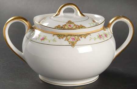 Lancashire (Gold, 1920's) Sugar Bowl & Lid