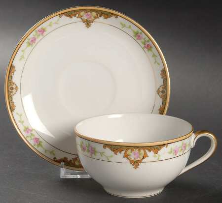 Lancashire (Gold, 1920's) Flat Cup & Saucer Set