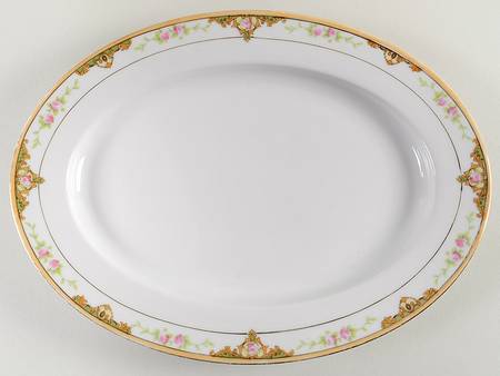 Lancashire (Gold, 1920's) 11" Oval Serving Platter